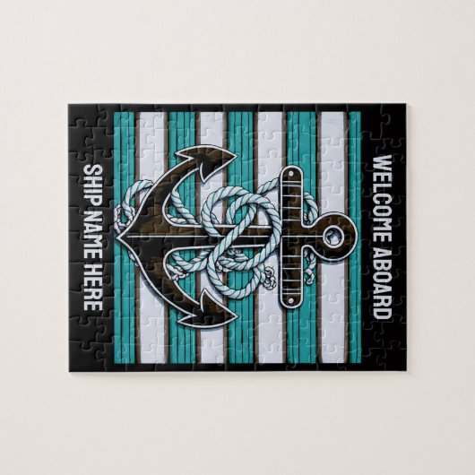 Aangepaste tekst nautisch anker legpuzzel (Horizontaal)