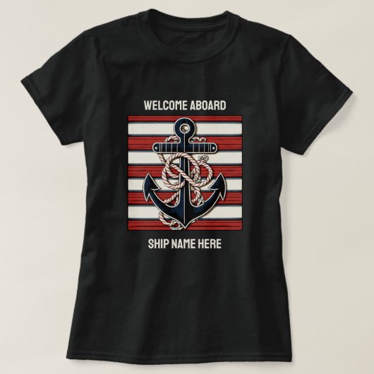 Aangepaste tekst nautisch anker t-shirt (Design voorkant)