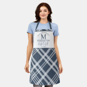 Aangepaste tekst Navy Blue White Buffalo Plaid Mon Schort (Gedragen)