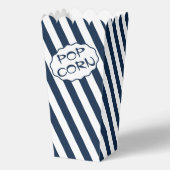 Aangepaste tekst Navyblauw en wit gestreepte popco Bedankdoosjes (Voorkant)