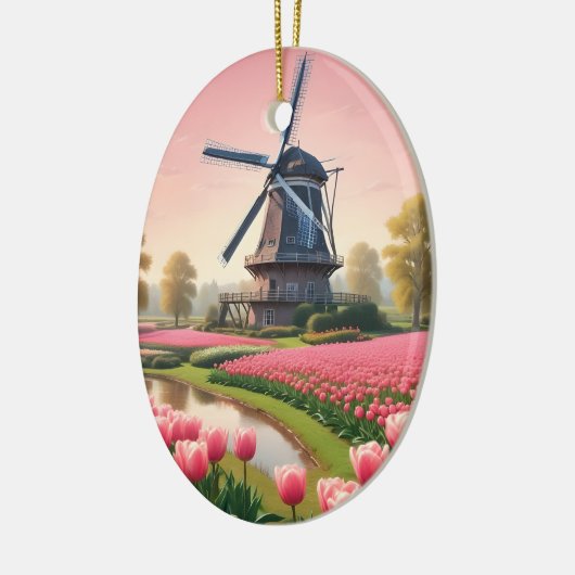 Aangepaste tekst Nederland Windmolens Keramisch Ornament (Links)