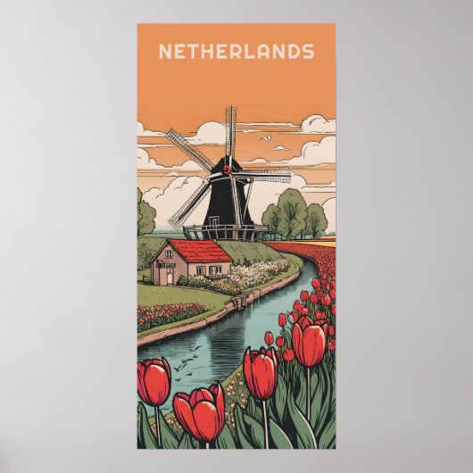 Aangepaste tekst Nederland Windmolens Poster (Voorkant)