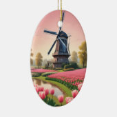 Aangepaste tekst Nederlandse windmolens Keramisch Ornament (Rechts)