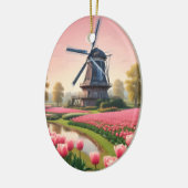 Aangepaste tekst Nederlandse windmolens Keramisch Ornament (Links)