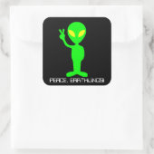 Aangepaste tekst Neon Green/Black Alien Peace Stic Vierkante Sticker (Tas)
