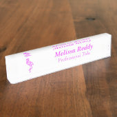 Aangepaste tekst neon roze flamingo business logo naambordje (Zijkant)