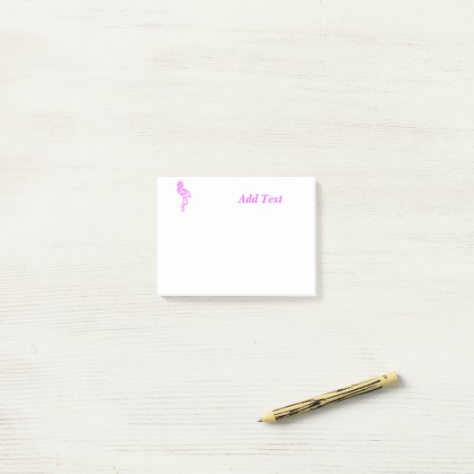 Aangepaste tekst neon roze flamingo business logo post-it® notes (Op bureau)