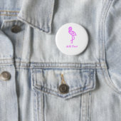 Aangepaste tekst neon roze flamingo business logo ronde button 5,7 cm (In situ)