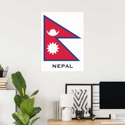 Aangepaste tekst Nepal Flag Poster (Thuiskantoor)