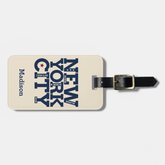 Aangepaste tekst New York City bagage labels (Voorkant horizontaal)