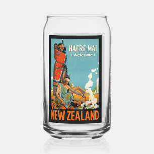 Aangepaste Tekst Nieuw-Zeeland vintage reizen Blikvorm Glas