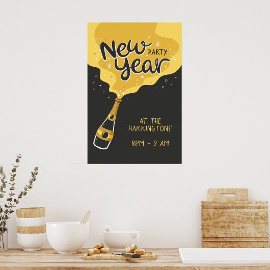 Aangepaste tekst Nieuwjaar Party Poster (Keuken)