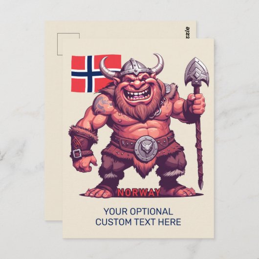 Aangepaste tekst Noorse trol Briefkaart (Voorkant / Achterkant)