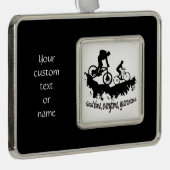 Aangepaste tekst of naam mountainbiking, prijsopga verzilverd omlijst ornament (Rechts)