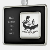 Aangepaste tekst of naam mountainbiking, prijsopga verzilverd omlijst ornament (Links)