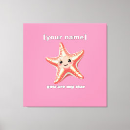 Aangepaste tekst of naam Starfish Design Canvas Afdruk