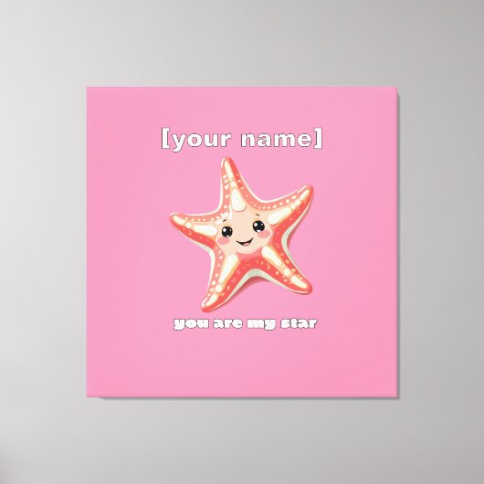 Aangepaste tekst of naam Starfish Design Canvas Afdruk (Voorkant)