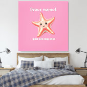 Aangepaste tekst of naam Starfish Design Canvas Afdruk (Insitu (Slaapkamer))