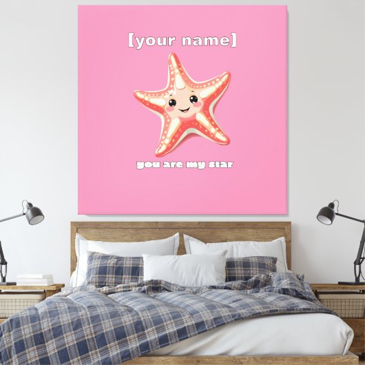 Aangepaste tekst of naam Starfish Design Canvas Afdruk (Insitu (Slaapkamer))