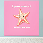 Aangepaste tekst of naam Starfish Design Canvas Afdruk (Insitu (Houten vloer))