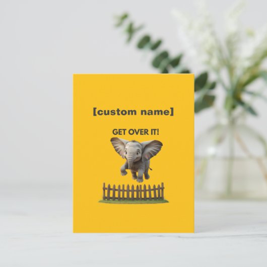 Aangepaste tekst of naam Vliegende olifant Briefkaart