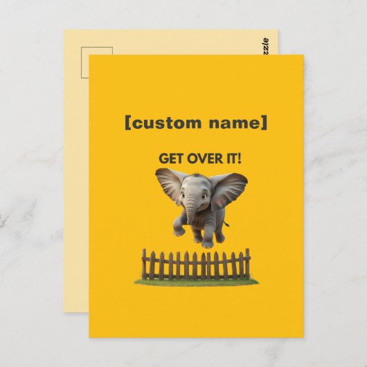 Aangepaste tekst of naam Vliegende olifant Briefkaart (Voorkant / Achterkant)