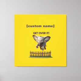 Aangepaste tekst of naam Vliegende olifant Canvas Afdruk