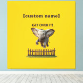 Aangepaste tekst of naam Vliegende olifant Canvas Afdruk (Insitu (Houten vloer))