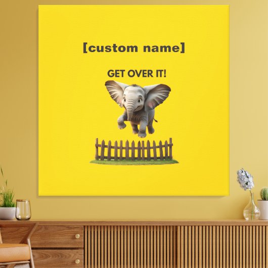 Aangepaste tekst of naam Vliegende olifant Canvas Afdruk (Insitu (Woonkamer))