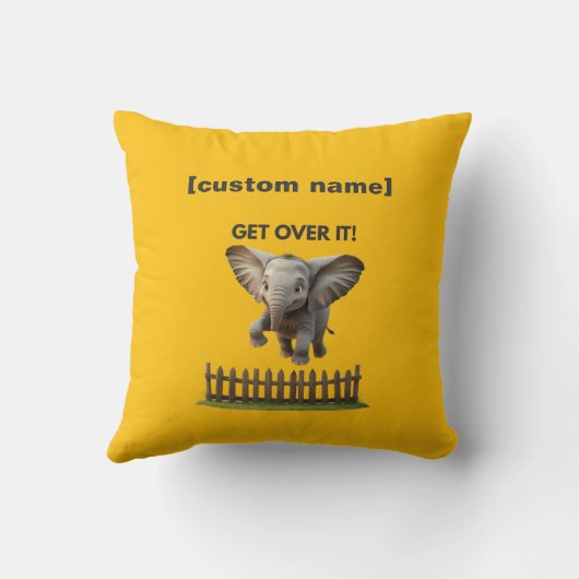 Aangepaste tekst of naam Vliegende olifant Kussen (Achterkant)