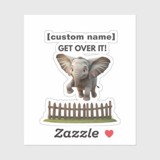Aangepaste tekst of naam Vliegende olifant Sticker (Vel)