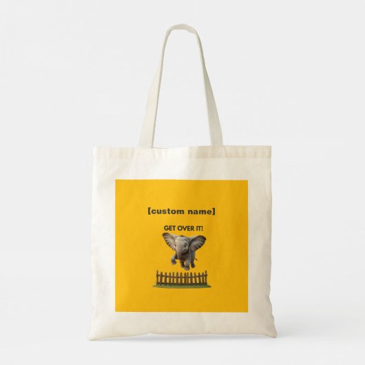 Aangepaste tekst of naam Vliegende olifant Tote Bag (Achterkant)