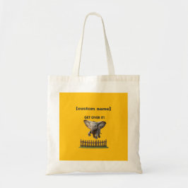 Aangepaste tekst of naam Vliegende olifant Tote Bag