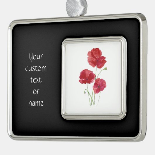 Aangepaste tekst of naam Waterverf Rode papegaaier Verzilverd Omlijst Ornament (Links)