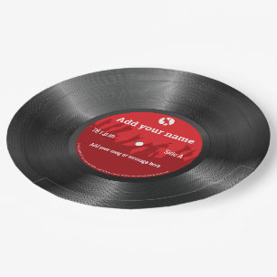 Aangepaste tekst of retrovinyl record papieren bordje
