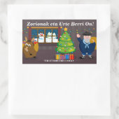 Aangepaste tekst, Olentzero Navidad / Kerstscène: Rechthoekige Sticker (Tas)