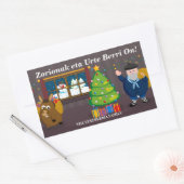 Aangepaste tekst, Olentzero Navidad / Kerstscène: Rechthoekige Sticker (Envelop)