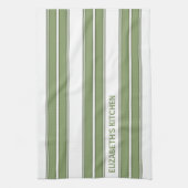 Aangepaste tekst Olive Green en White Striped Theedoek (Verticaal)