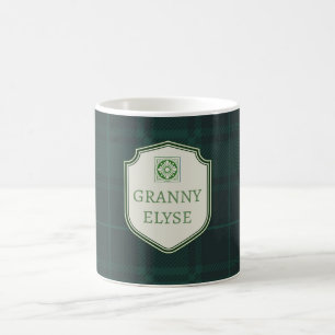 Aangepaste tekst Oma Granny Green Plaid Koffiemok