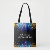 Aangepaste tekst / Ombre Glitter Gold Paars Blue Tote Bag (Voorkant)