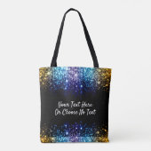 Aangepaste tekst / Ombre Glitter Gold Paars Blue Tote Bag (Achterkant)