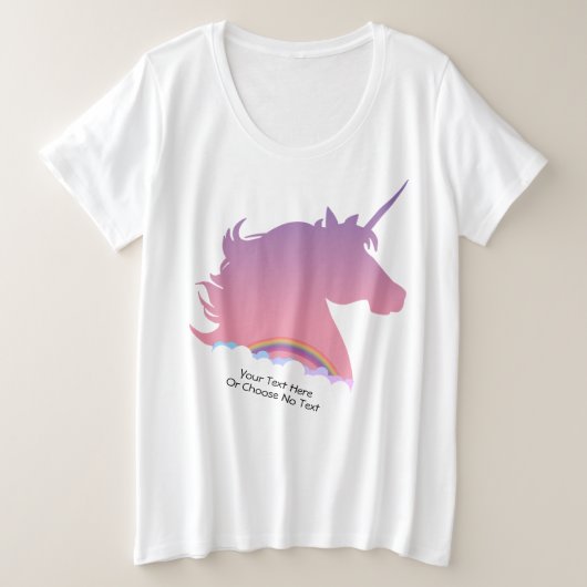 Aangepaste tekst/ Ombre Paars Roze Eenhoorn & Rege Grote Maat T-shirt (Design voorkant)
