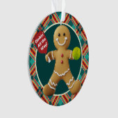 Aangepaste tekst op achterkant Pickleball Gingerbr Ornament (voorkant)