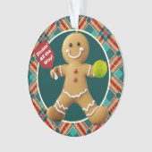 Aangepaste tekst op achterkant Pickleball Gingerbr Ornament (voorkant)