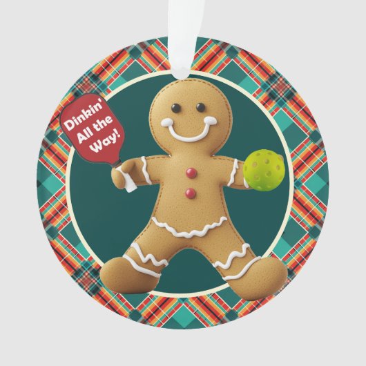 Aangepaste tekst op achterkant Pickleball Gingerbr Ornament (voorkant)