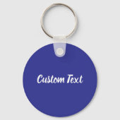Aangepaste tekst op blauw met witte script sleutelhanger (Voorkant)
