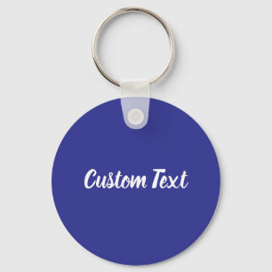 Aangepaste tekst op blauw met witte script sleutelhanger