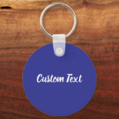 Aangepaste tekst op blauw met witte script sleutelhanger (Voorkant)