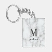Aangepaste tekst op Faux White Marble Sleutelhanger (Voorkant Links)
