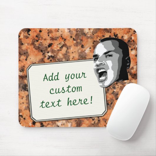 Aangepaste tekst op gepotte rotsen muismat (Met muis)